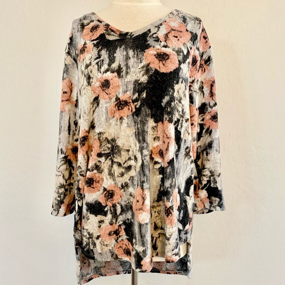 Pink and Black Soft Blouse - 2X
